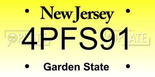 4PFS91 New Jersey License Plate