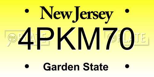 4PKM70 New Jersey License Plate