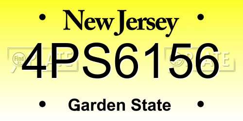4PS6156 New Jersey License Plate