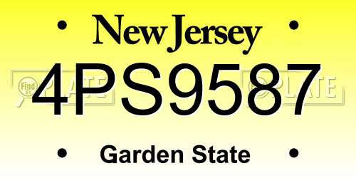 4PS9587 New Jersey License Plate