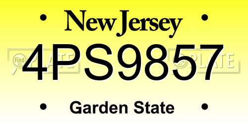 4PS9857 New Jersey License Plate
