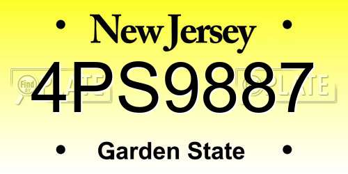 4PS9887 New Jersey License Plate