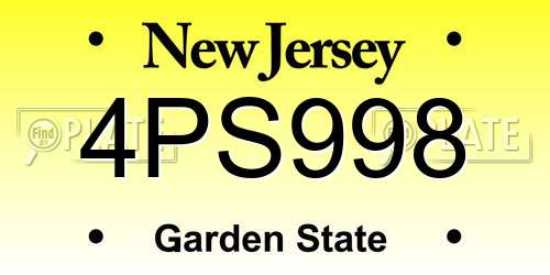 4PS998 New Jersey License Plate
