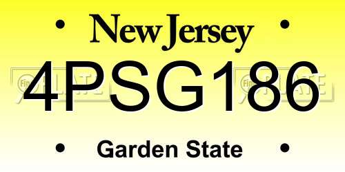 4PSG186 New Jersey License Plate