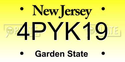 4PYK19 New Jersey License Plate