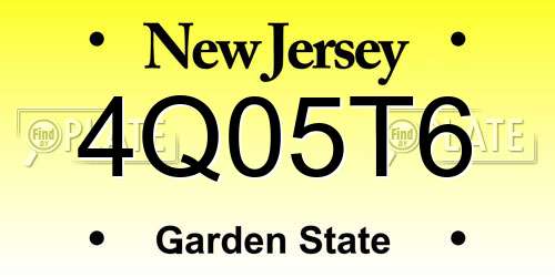 4Q05T6 New Jersey License Plate