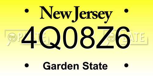 4Q08Z6 New Jersey License Plate