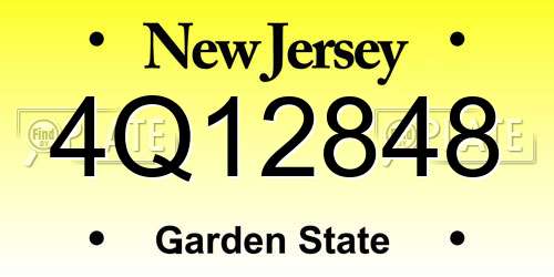 4Q12848 New Jersey License Plate