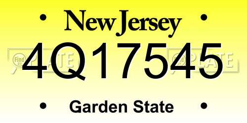 4Q17545 New Jersey License Plate