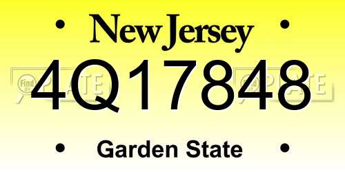 4Q17848 New Jersey License Plate