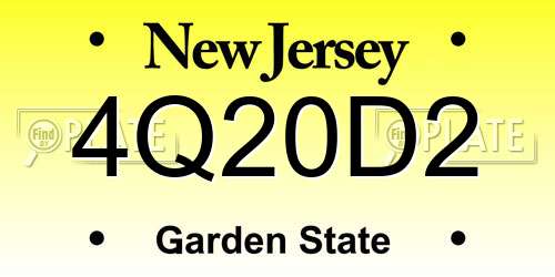 4Q20D2 New Jersey License Plate