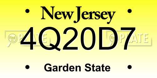 4Q20D7 New Jersey License Plate