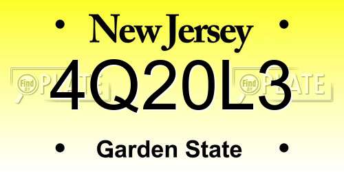 4Q20L3 New Jersey License Plate