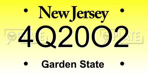 4Q20O2 New Jersey License Plate