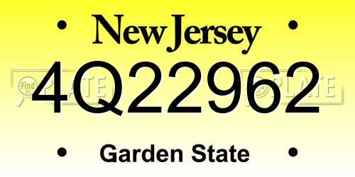 4Q22962 New Jersey License Plate
