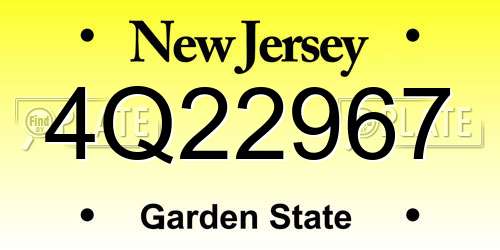 4Q22967 New Jersey License Plate