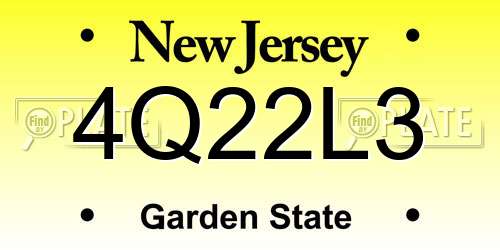 4Q22L3 New Jersey License Plate