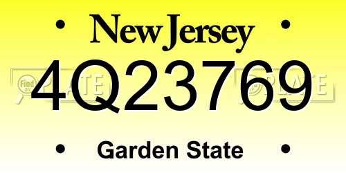 4Q23769 New Jersey License Plate