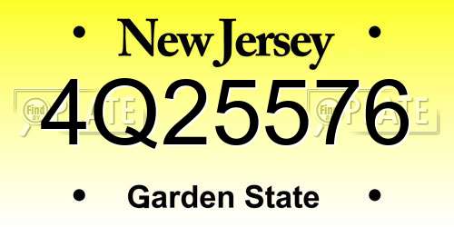 4Q25576 New Jersey License Plate