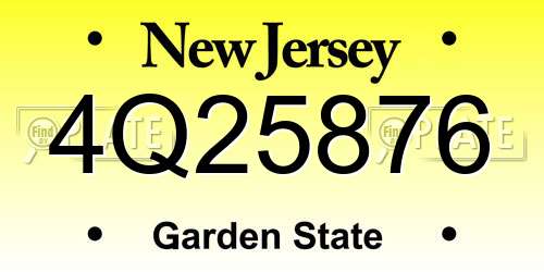 4Q25876 New Jersey License Plate