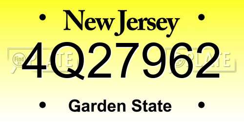 4Q27962 New Jersey License Plate