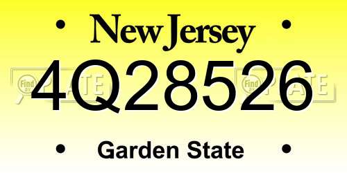 4Q28526 New Jersey License Plate