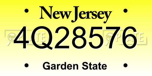 4Q28576 New Jersey License Plate