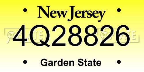 4Q28826 New Jersey License Plate