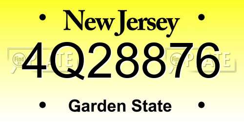 4Q28876 New Jersey License Plate