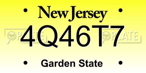 4Q46T7 New Jersey License Plate