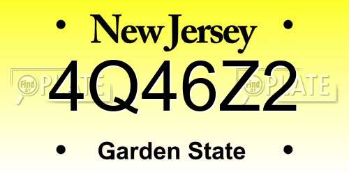 4Q46Z2 New Jersey License Plate