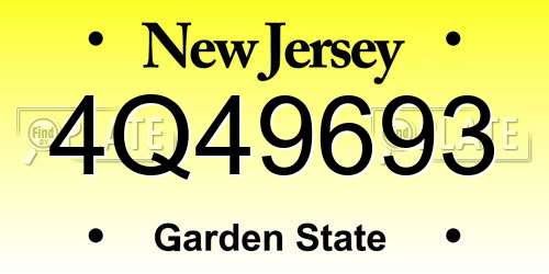 4Q49693 New Jersey License Plate