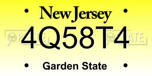 4Q58T4 New Jersey License Plate