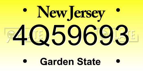 4Q59693 New Jersey License Plate