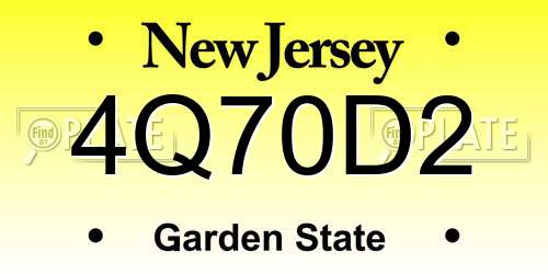 4Q70D2 New Jersey License Plate