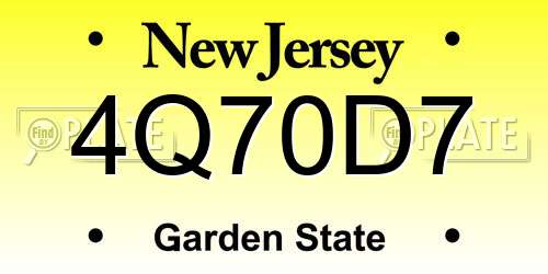 4Q70D7 New Jersey License Plate