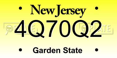 4Q70Q2 New Jersey License Plate