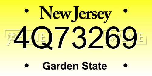 4Q73269 New Jersey License Plate