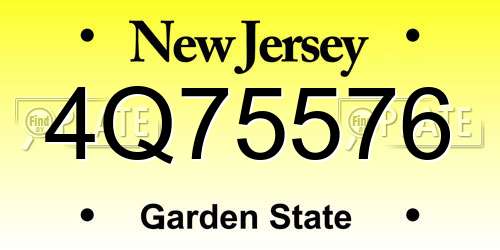 4Q75576 New Jersey License Plate