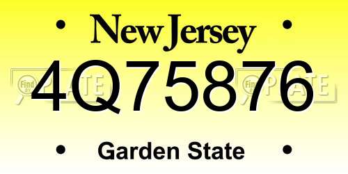 4Q75876 New Jersey License Plate