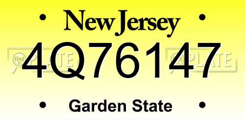 4Q76147 New Jersey License Plate