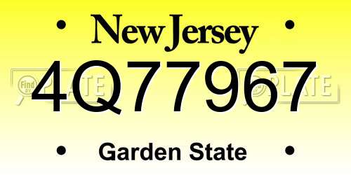 4Q77967 New Jersey License Plate