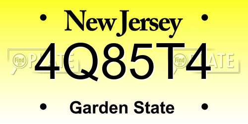 4Q85T4 New Jersey License Plate