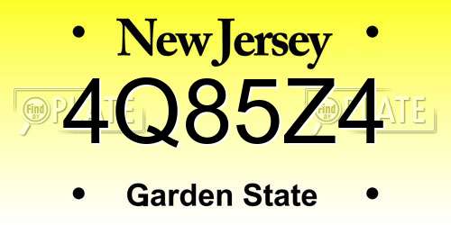 4Q85Z4 New Jersey License Plate