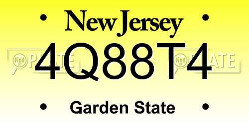4Q88T4 New Jersey License Plate