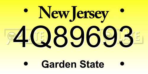 4Q89693 New Jersey License Plate