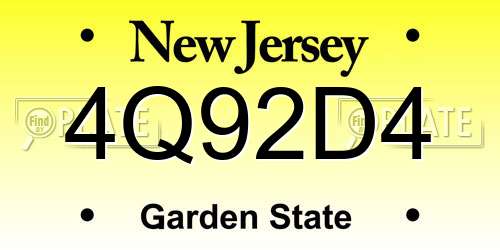 4Q92D4 New Jersey License Plate