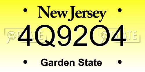 4Q92O4 New Jersey License Plate