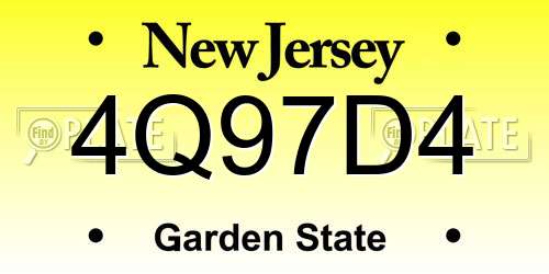 4Q97D4 New Jersey License Plate
