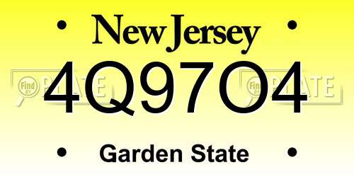 4Q97O4 New Jersey License Plate